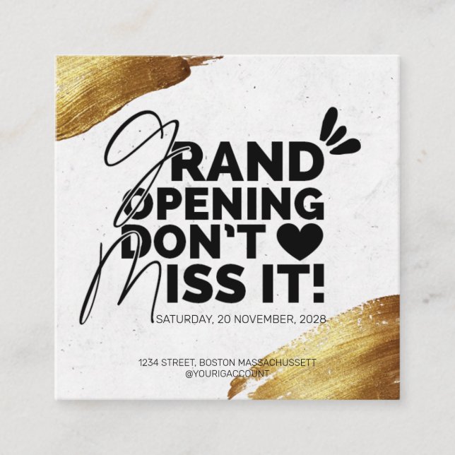 Grand Opening announcement flyer card (Front)