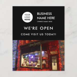 Grand Opening Bakery Shop Custom Photo Logo Black Flyer