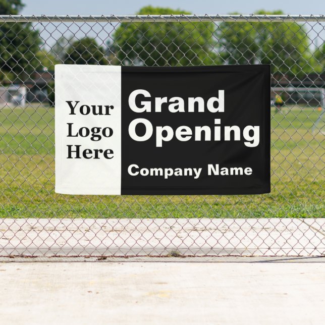 Grand Opening Black and White Business Logo & Name Banner (Insitu)