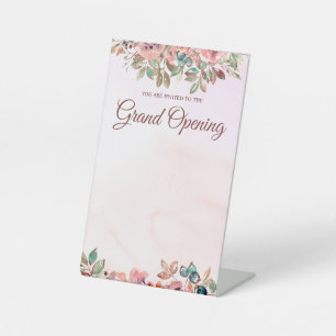 Grand opening blank card pedestal sign
