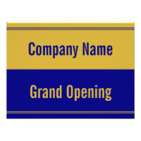 Grand Opening Blue Gold Company Name Window Sign