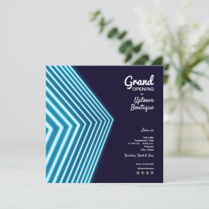 Grand Opening Blue Neon Invitations