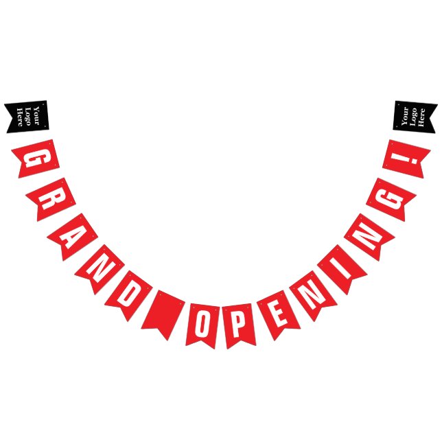 Grand Opening Bright Red and White Your Logo Here Bunting (All)