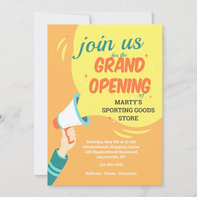 Grand Opening Bull Horn Invitation (Front)