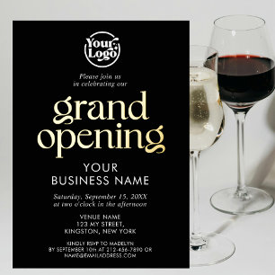 Grand Opening Business Logo Black Minimalist