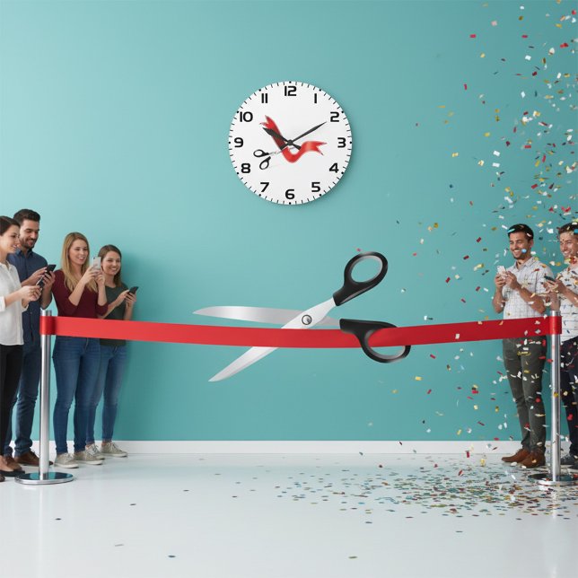 Grand Opening Celebration Scissors Cutting Ribbon  Large Clock (Creator Uploaded)