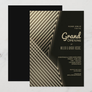Grand Opening Gold Neon Lights Invitations