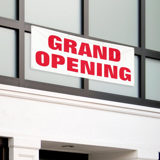 Grand Opening New Business Advertising Bold Red Banner (Outside Building)