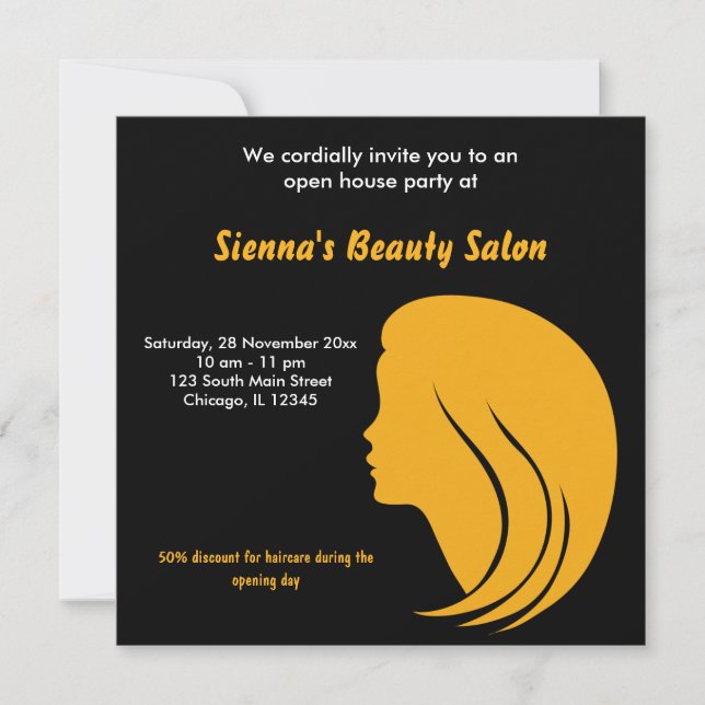 Grand Opening Salon (Gold) Invitation (Front)