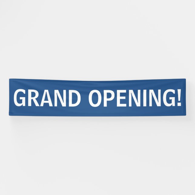 Grand opening simple blue white banner sign (Horizontal)
