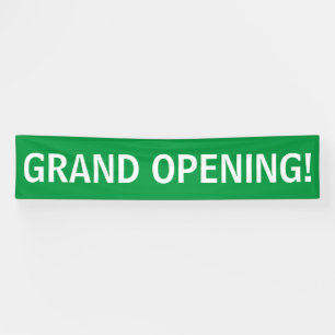 Grand opening simple green white banner sign