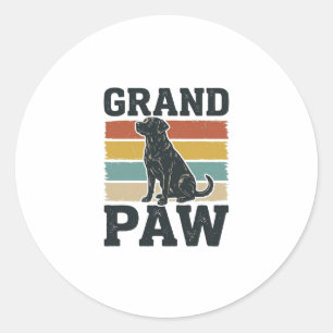 Grand Paw Vintage Dog Grandpa Shirt Design_1 Classic Round Sticker