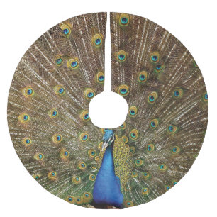 Grand Peacock Plumage Christmas Brushed Polyester Tree Skirt