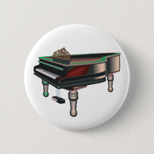 grand piano 6 cm round badge