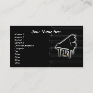 Grand Piano And Grand Staff Business Card