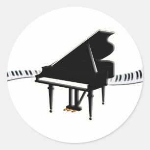 Grand piano and Keyboard Classic Round Sticker
