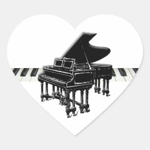 Grand Piano and Keyboard Heart Sticker