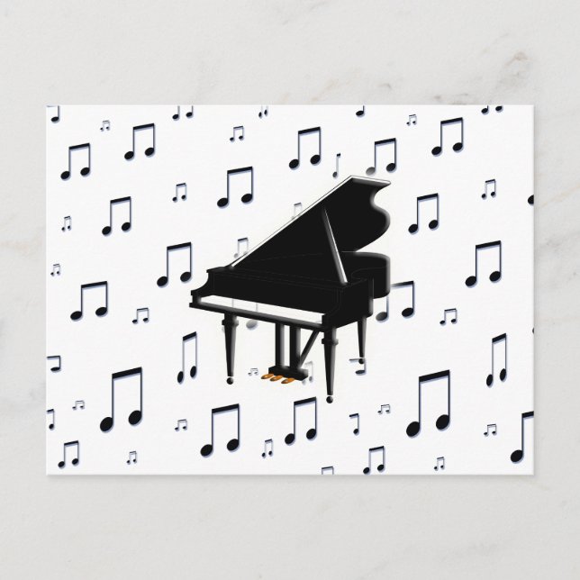 Grand Piano and Music Notes Postcard (Front)