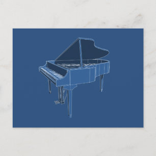 Grand Piano: Blueprint Painting: Postcard