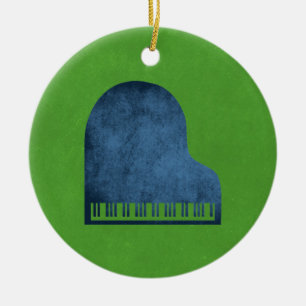 Grand Piano Blues Ceramic Tree Decoration