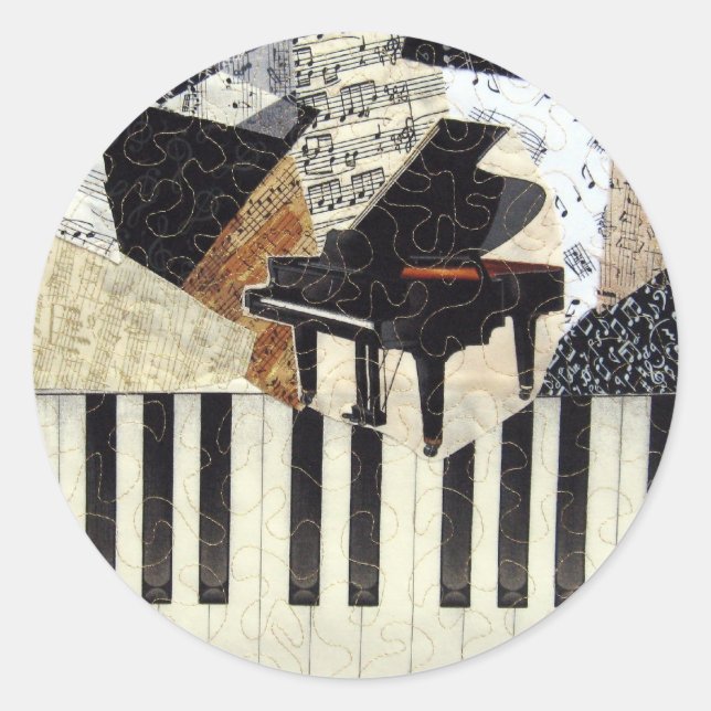 Grand Piano Classic Round Sticker (Front)