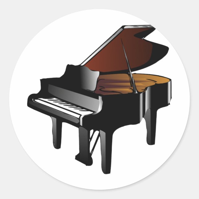 Grand Piano Classic Round Sticker (Front)