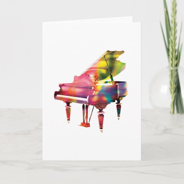 Grand Piano Colourful Abstract Greeting Card (Front)