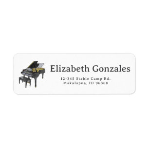 Grand Piano Elegant Watercolor Illustration Return Address Label