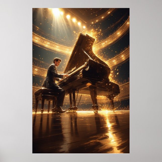 Grand Piano Fiery Performance Poster (Front)