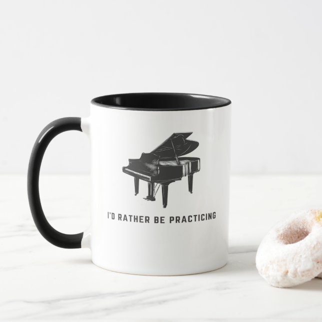 Grand Piano Funny Pianist Piano Teacher  Mug (With Donut)