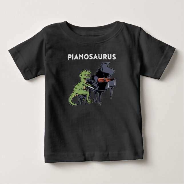 Grand Piano Gift Kids Pianist Dinosaur Music Piano Baby T-Shirt (Front)