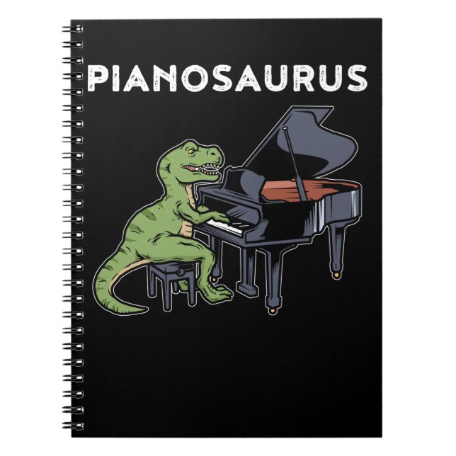 Grand Piano Gift Kids Pianist Dinosaur Music Piano Notebook (Front)