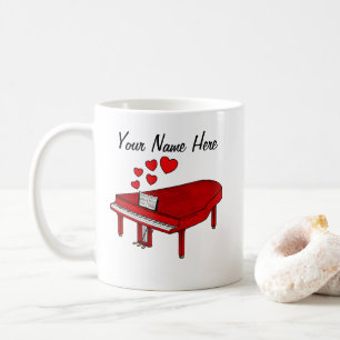 Grand Piano Hearts Pianist Musician Custom Coffee Mug