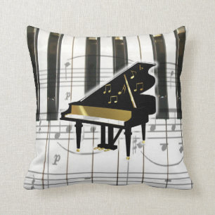 Grand Piano Keyboard and Notes Cushion