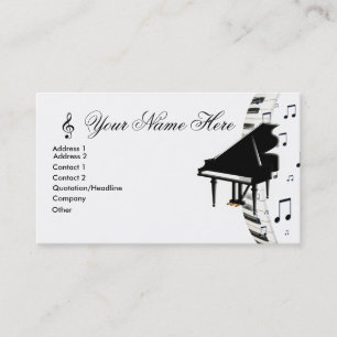 Grand Piano Keyboardn Music Notes  and G-Clef Business Card