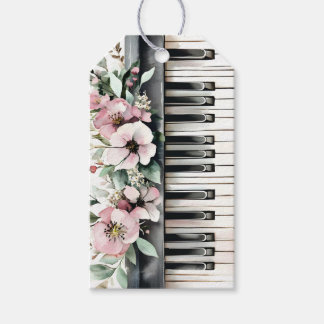 Grand Piano Keys Floral Bouquet Gift Tags
