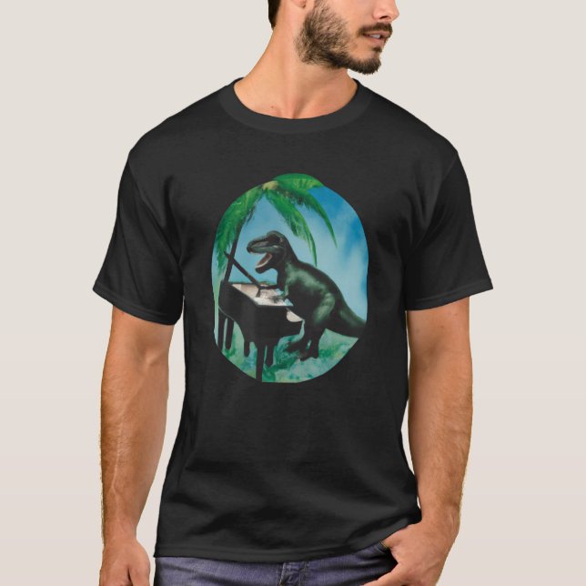 Grand Piano Kids Pianist Dinosaur Music Piano T-Shirt (Front)