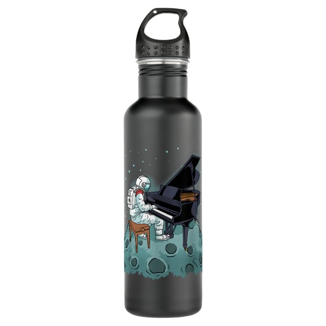 Grand Piano Kids Pianist Gift Astronaut Music Pian 710 Ml Water Bottle (Front)