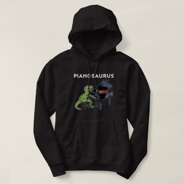 Grand Piano Kids Pianist Gift Dinosaur Music Piano Hoodie (Design Front)