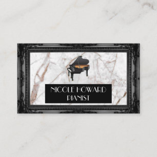 Grand Piano   Marble and Classic Black Frame Business Card