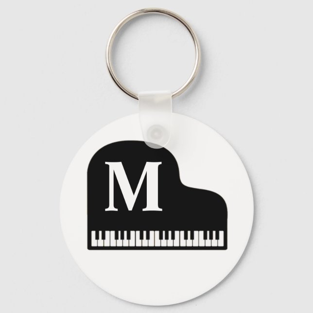 Grand Piano Monogram Pianist Personalise  Key Ring (Front)