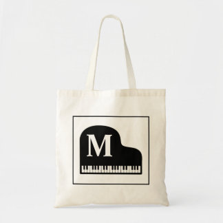 Grand Piano Monogram Pianist Personalise Tote Bag