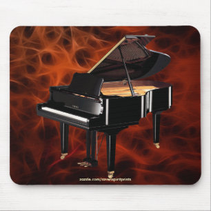 Grand Piano Music-lover's Red Fractal Design Mouse Pad