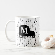 Grand Piano Music Note Monogram Pianist