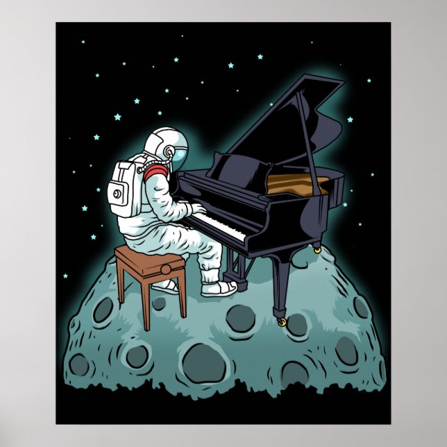Grand Piano Music Pianist Gift Astronaut Piano Poster (Front)