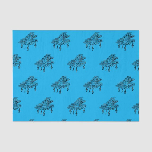 Grand Piano, music symbols, music teacher, gift Tissue Paper (Front)