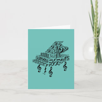 Grand Piano, music symbols Note Card
