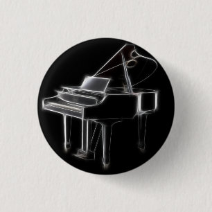Grand Piano Musical Classical Instrument 3 Cm Round Badge