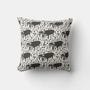 Grand Piano Musical Notes Pattern Pianist Musician Cushion