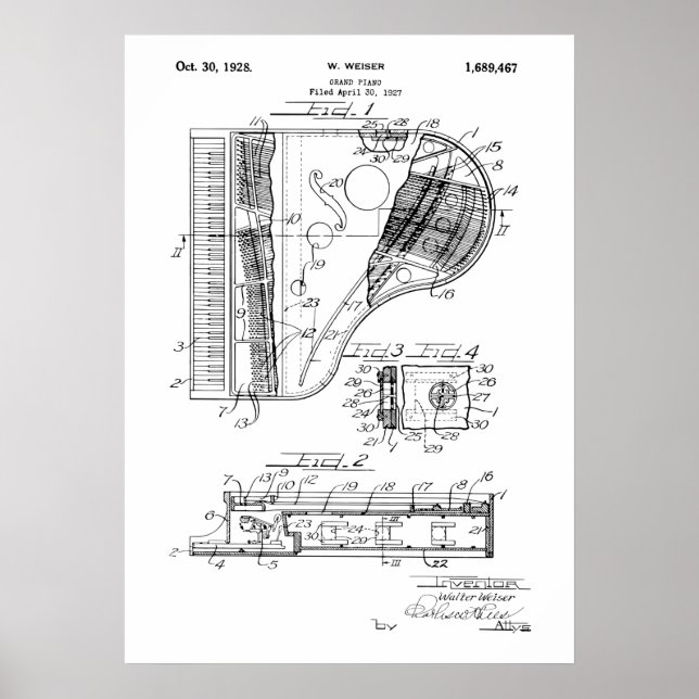 Grand Piano Patent Poster (Front)